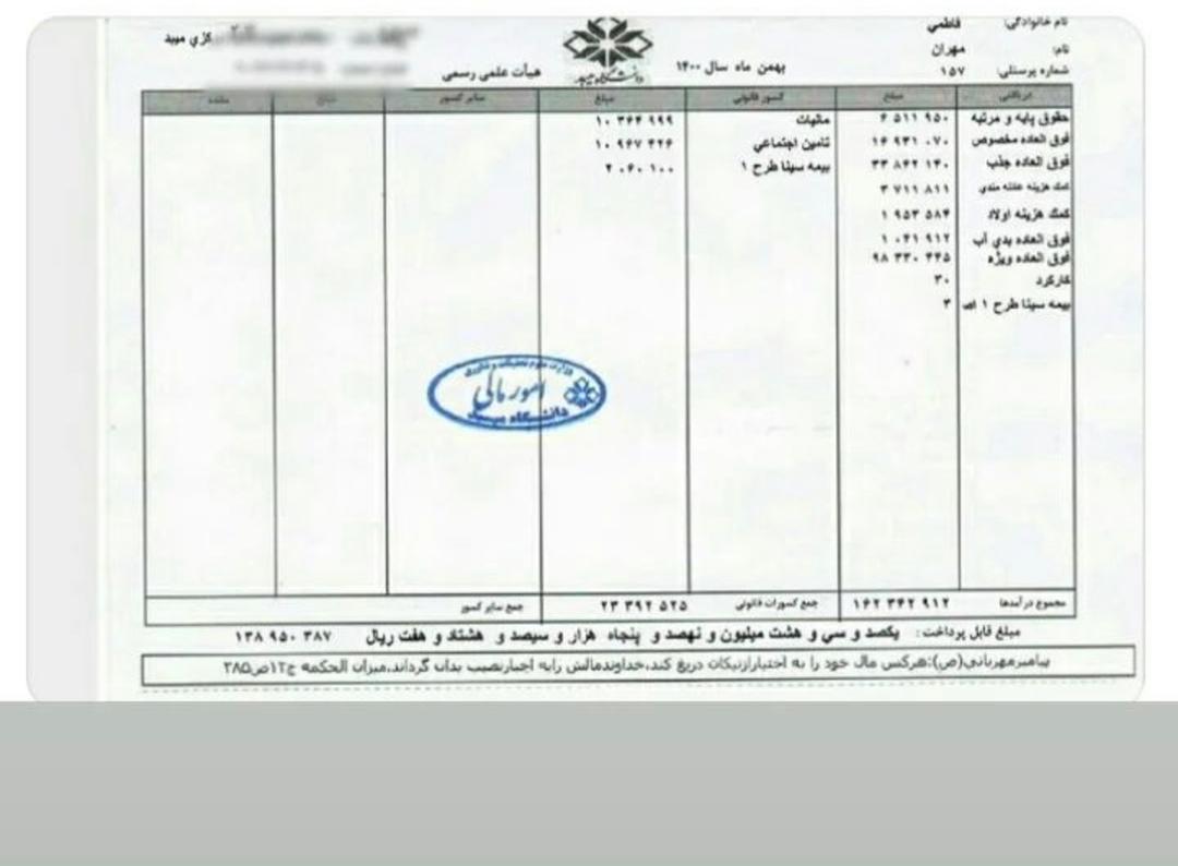 استاندار یزد سیزده میلیون هشتصد و نود پنج هزار تومان بابت ماه بهمن حقوق گرفت