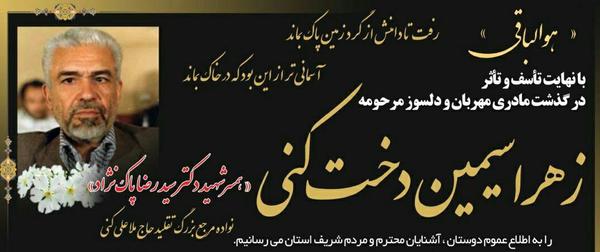 پیکر همسر شهید پاکنژاد فردا صبح در یزد تشییع می شود
