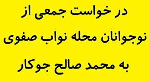 درخواست نوجوانان اهالی محله نواب صفوی از محمد صالح جوکار (1نظر)